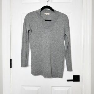 Benedetta B Wool Cashmere Blend V-Neck Gray‎ Pullover Sweater Exposed Seam XS